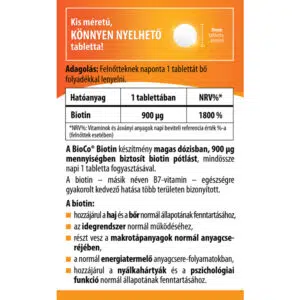 BioCo Biotin 900μg tabletta - 90db 3 BioCo Biotin 900μg tabletta - 90db