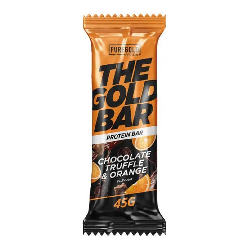 Pure Gold The Gold Bar protein szelet Csokoládé & Truffle & Narancs - 45g 1 Pure Gold The Gold Bar protein szelet Csokoládé & Truffle & Narancs - 45g
