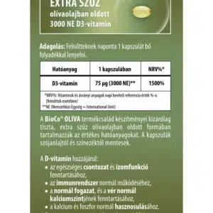 BioCo Oliva D3-vitamin 3000NE lágyzselatin kapszula - 60db - Image 2