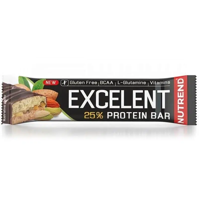 Nutrend Excelent 25% mandula-pisztácia ízű fehérje szelet - 85g 1 Nutrend Excelent 25% mandula-pisztácia ízű fehérje szelet - 85g