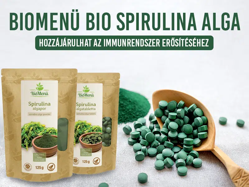 Vitalizáláshoz, méregtelenítéshez, immunerősítéshez válassza a BioMenü Bio Spirulina alga tablettát és port!
