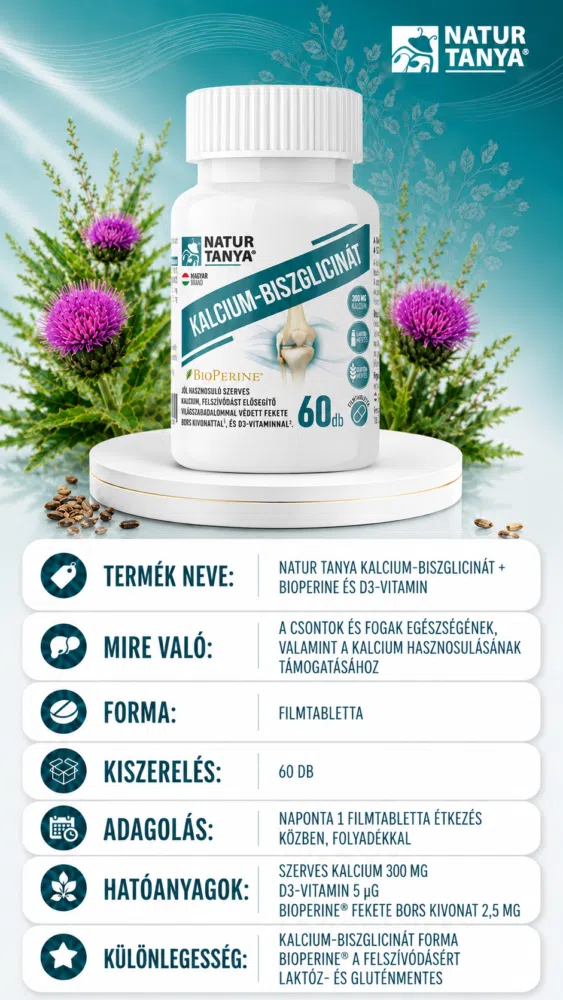Natur Tanya Kalcium-Biszglicinát + BioPerine és D3-vitamin filmtabletta