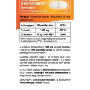 BioCo MEGA C+D duo C-vitamin 1500mg + D3-vitamin 3000NE RETARD filmtabletta - 100db 3 BioCo MEGA C+D duo C-vitamin 1500mg + D3-vitamin 3000NE RETARD filmtabletta - 100db - Image 2