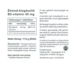 Vitaking B2-vitamin (Riboflavin) tabletta - 60db 3 Vitaking B2-vitamin (Riboflavin) tabletta - 60db - Image 2