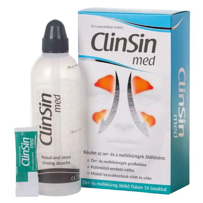 ClinSin med Orr és melléküregöblítő készlet - flakon+16 tasak 1 ClinSin med Orr és melléküregöblítő készlet - flakon+16 tasak