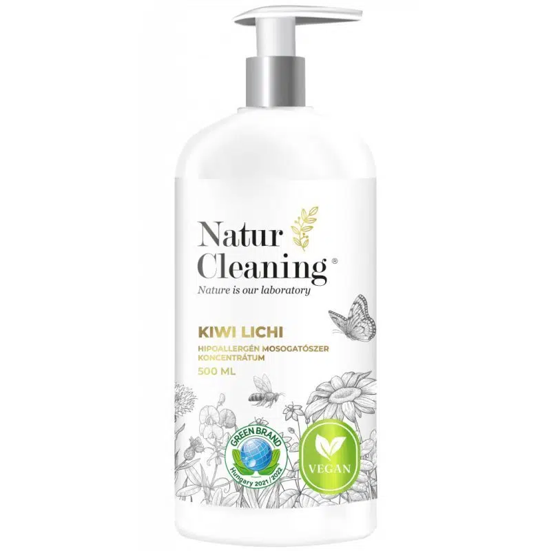 NaturCleaning Kiwi-Lichi Hypoallergén mosogatószer koncentrátum pumpás - 500ml 1 NaturCleaning Kiwi-Lichi Hypoallergén mosogatószer koncentrátum pumpás - 500ml