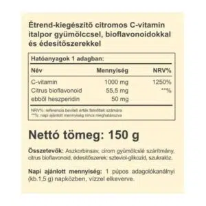 Vitaking Instant C-vitamin 1000mg citrom ízű italpor - 150g 3 Vitaking Instant C-vitamin 1000mg citrom ízű italpor - 150g - Image 2