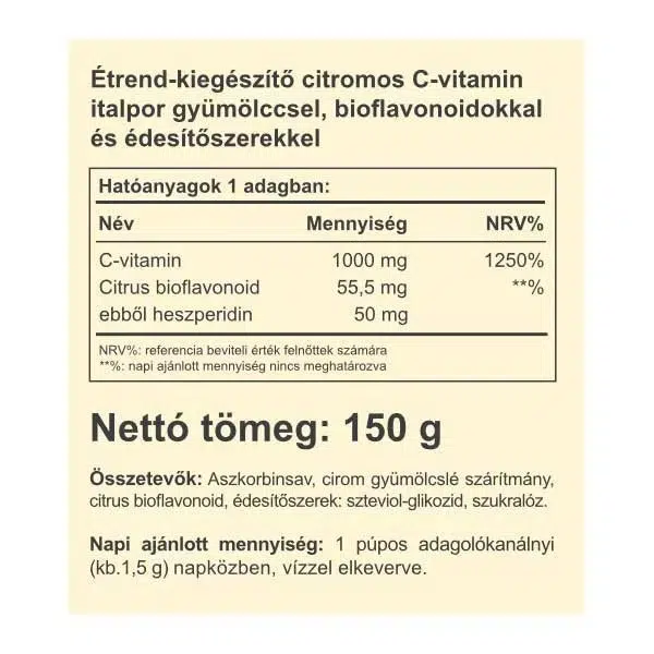 Vitaking Instant C-vitamin 1000mg citrom ízű italpor - 150g 2 Vitaking Instant C-vitamin 1000mg citrom ízű italpor - 150g - Image 2