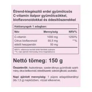 Vitaking Instant Supreme C-vitamin 1000mg szeder ízű italpor - 150g 3 Vitaking Instant Supreme C-vitamin 1000mg szeder ízű italpor - 150g - Image 2