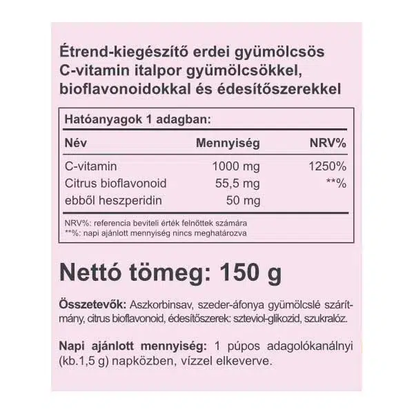 Vitaking Instant Supreme C-vitamin 1000mg szeder ízű italpor - 150g 2 Vitaking Instant Supreme C-vitamin 1000mg szeder ízű italpor - 150g - Image 2