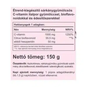 Vitaking Instant C-vitamin 1000mg sárkánygyümölcs ízű italpor - 150g 3 Vitaking Instant C-vitamin 1000mg sárkánygyümölcs ízű italpor - 150g - Image 2