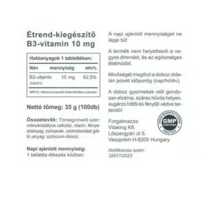 Vitaking Niacin (B3-vitamin) tabletta - 100db 3 Vitaking Niacin (B3-vitamin) tabletta - 100db - Image 2