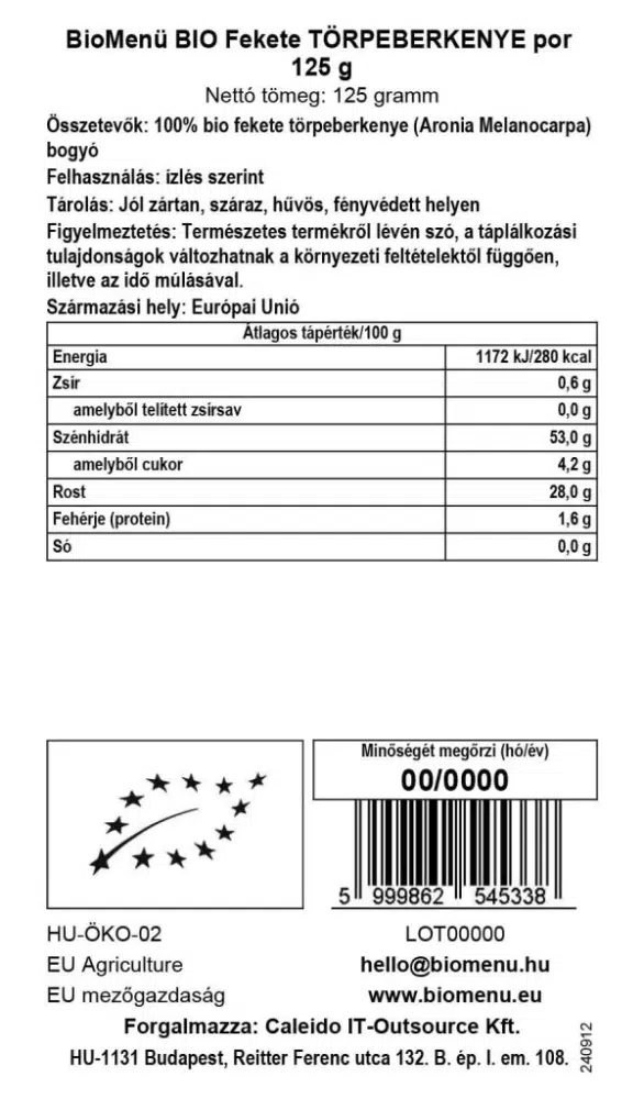 Biomenü Bio Fekete törpeberkenye por - 125g 2 Biomenü Bio Fekete törpeberkenye por - 125g - Image 2
