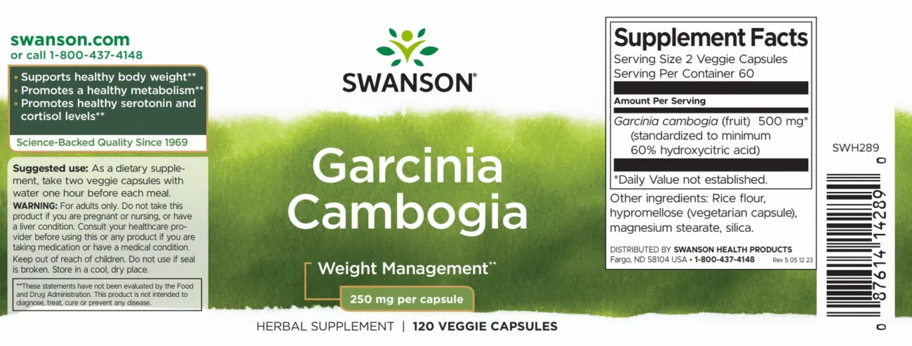 Swanson Garcinia Cambogia kapszula - 120db 2 Swanson Garcinia Cambogia kapszula - 120db - Image 2