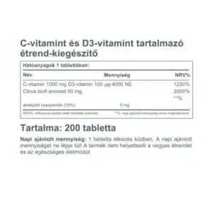 Vitaking C+D C-vitamin 1000mg + D3-vitamin 4000NE tabletta - 200db 3 Vitaking C+D C-vitamin 1000mg + D3-vitamin 4000NE tabletta - 200db - Image 2