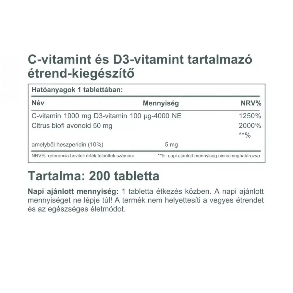 Vitaking C+D C-vitamin 1000mg + D3-vitamin 4000NE tabletta - 200db 2 Vitaking C+D C-vitamin 1000mg + D3-vitamin 4000NE tabletta - 200db - Image 2