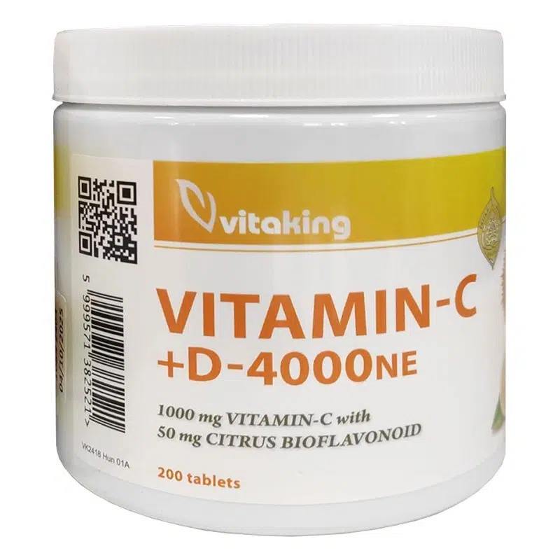Vitaking C+D C-vitamin 1000mg + D3-vitamin 4000NE tabletta - 200db 1 Vitaking C+D C-vitamin 1000mg + D3-vitamin 4000NE tabletta - 200db