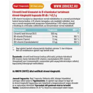 Dr. Herz Citromfű 500mg + B-vitaminok kapszula - 60db 3 Dr. Herz Citromfű 500mg + B-vitaminok kapszula - 60db - Image 2
