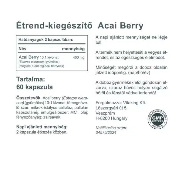 Vitaking Acai Berry kapszula - 60db 2 Vitaking Acai Berry kapszula - 60db - Image 2