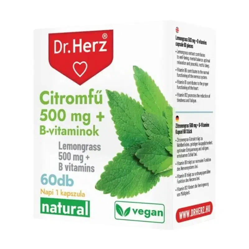 Dr. Herz Citromfű 500mg + B-vitaminok kapszula - 60db 1 Dr. Herz Citromfű 500mg + B-vitaminok kapszula - 60db