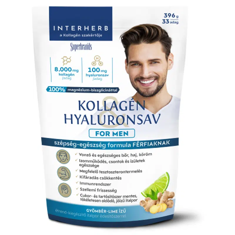 Interherb Kollagén Hyaluronsav For Men gyömbér-lime italpor - 396g 1 Interherb Kollagén Hyaluronsav For Men gyömbér-lime italpor - 396g