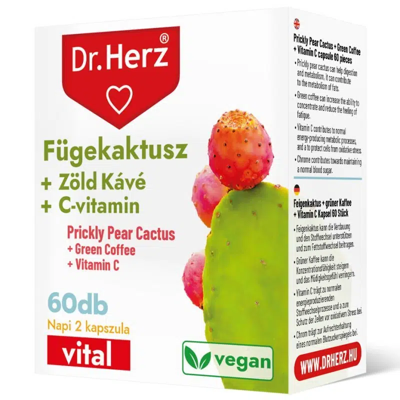 Dr. Herz Fügekaktusz + zöldkávé + C-vitamin kapszula - 60db 1 Dr. Herz Fügekaktusz + zöldkávé + C-vitamin kapszula - 60db