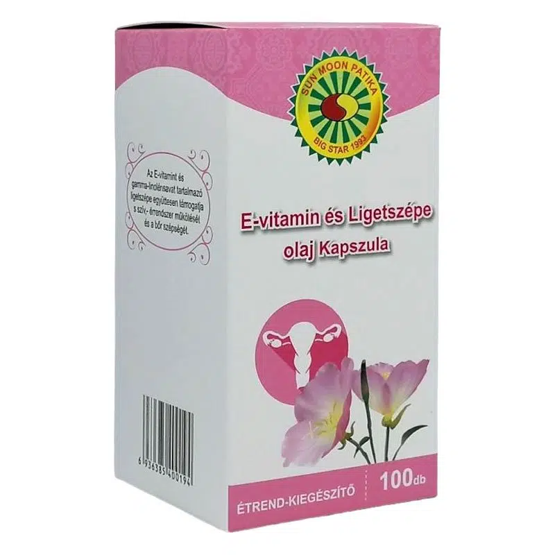 Sun Moon E-vitaminos ligetszépe kapszula - 100db 1 Sun Moon E-vitaminos ligetszépe kapszula - 100db