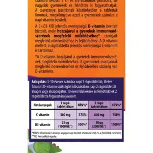 BioCo C+D3 KID cseresznyés rágótabletta - 90db - Image 2