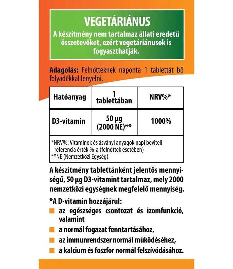 BioCo D3-vitamin 2000NE MEGAPACK tabletta - 100db 2 BioCo D3-vitamin 2000NE MEGAPACK tabletta - 100db - Image 2