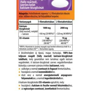 BioCo Kalcium-biszglicinát+D3-vitamin filmtabletta - 90db 3 BioCo Kalcium-biszglicinát+D3-vitamin filmtabletta - 90db - Image 2