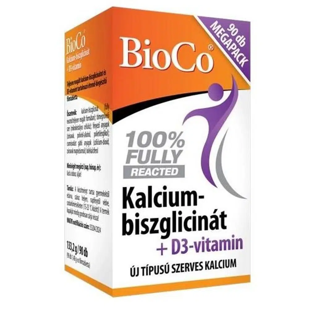 BioCo Kalcium-biszglicinát+D3-vitamin filmtabletta - 90db 1 BioCo Kalcium-biszglicinát+D3-vitamin filmtabletta - 90db