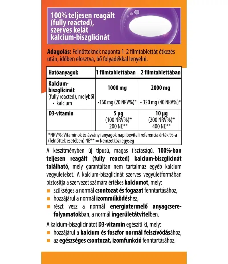 BioCo Kalcium-biszglicinát+D3-vitamin filmtabletta - 90db 2 BioCo Kalcium-biszglicinát+D3-vitamin filmtabletta - 90db - Image 2