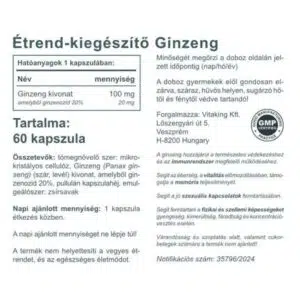 Vitaking Ginzeng kapszula - 60db 3 Vitaking Ginzeng kapszula - 60db - Image 2