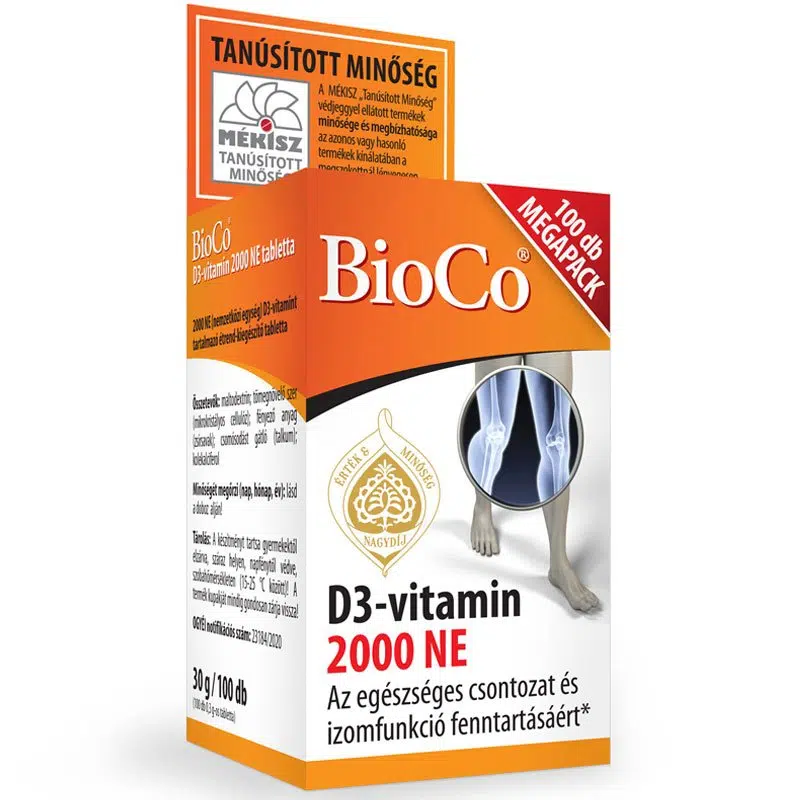 BioCo D3-vitamin 2000NE MEGAPACK tabletta - 100db 1 BioCo D3-vitamin 2000NE MEGAPACK tabletta - 100db