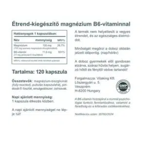Vitaking Magnézium Biszglicinát + P5P (B6-vitamin) kapszula - 120db 3 Vitaking Magnézium Biszglicinát + P5P (B6-vitamin) kapszula - 120db - Image 2
