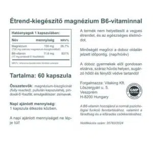 Vitaking Magnézium Biszglicinát + P5P (B6-vitamin) kapszula - 60db 3 Vitaking Magnézium Biszglicinát + P5P (B6-vitamin) kapszula - 60db - Image 2