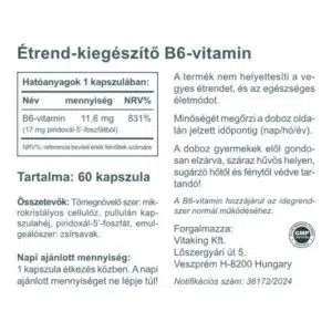 Vitaking B6-vitamin + P5P kapszula - 60db 3 Vitaking B6-vitamin + P5P kapszula - 60db - Image 2