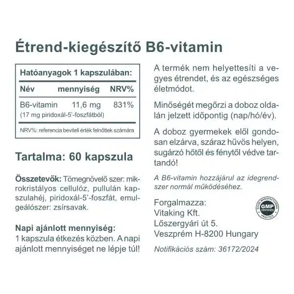 Vitaking B6-vitamin + P5P kapszula - 60db 2 Vitaking B6-vitamin + P5P kapszula - 60db - Image 2