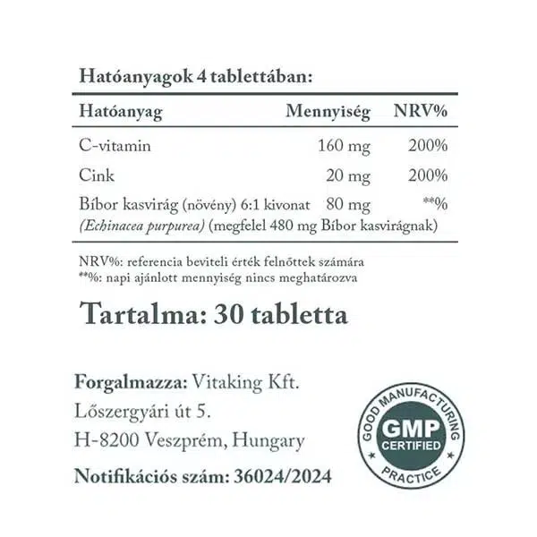 Vitaking Cink Immuno szopogató tabletta - 30db 2 Vitaking Cink Immuno szopogató tabletta - 30db - Image 2
