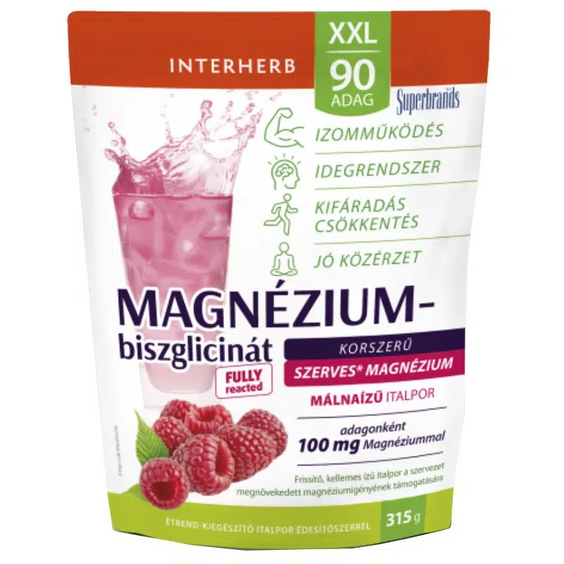 Interherb XXL Magnézium-biszglicinát málnás italpor - 315g 1 Interherb XXL Magnézium-biszglicinát málnás italpor - 315g