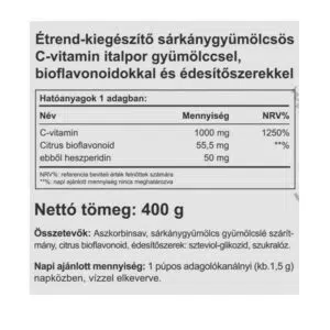Vitaking Instant C-vitamin 1000mg sárkánygyümölcs ízű italpor - 400g 3 Vitaking Instant C-vitamin 1000mg sárkánygyümölcs ízű italpor - 400g - Image 2
