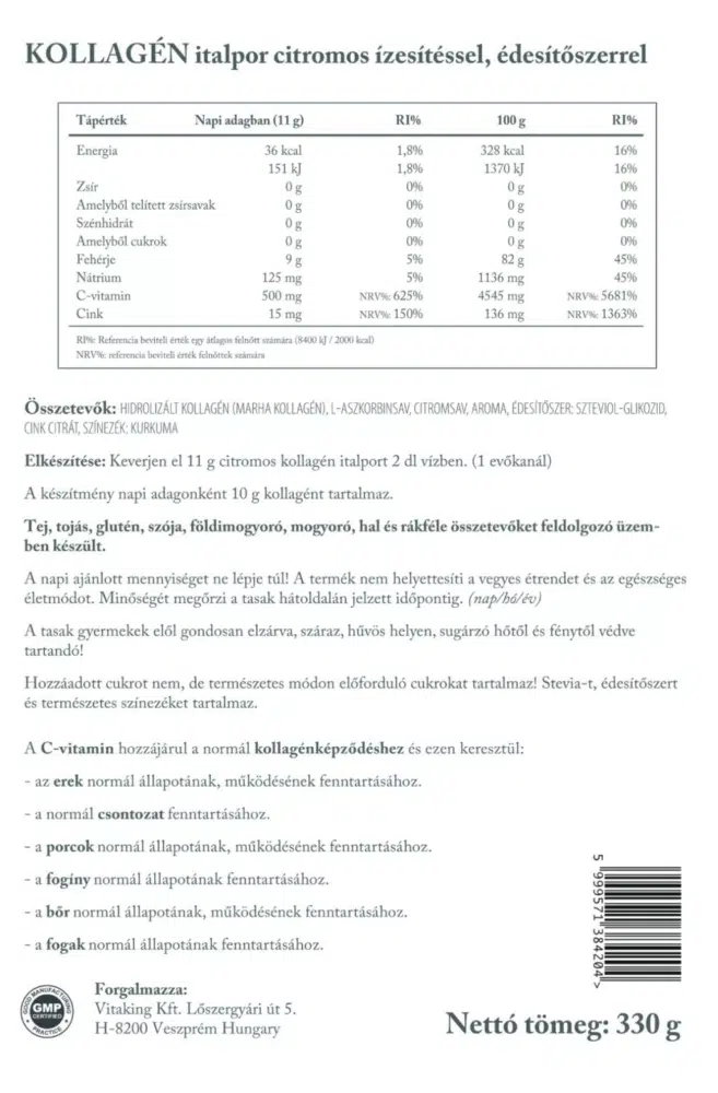 Vitaking Kollagén Citrom ízű italpor - 330g 2 Vitaking Kollagén Citrom ízű italpor - 330g - Image 2