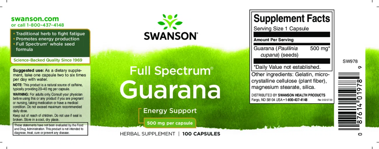 Swanson Full Spectrum Guarana kapszula - 100db 2 Swanson Full Spectrum Guarana kapszula - 100db - Image 2