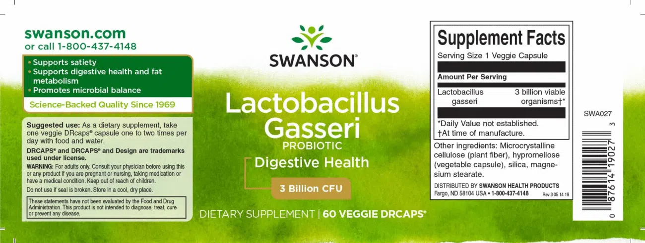 Swanson Lactobacillus Gasseri Probiotic kapszula - 60db 2 Swanson Lactobacillus Gasseri Probiotic kapszula - 60db - Image 2