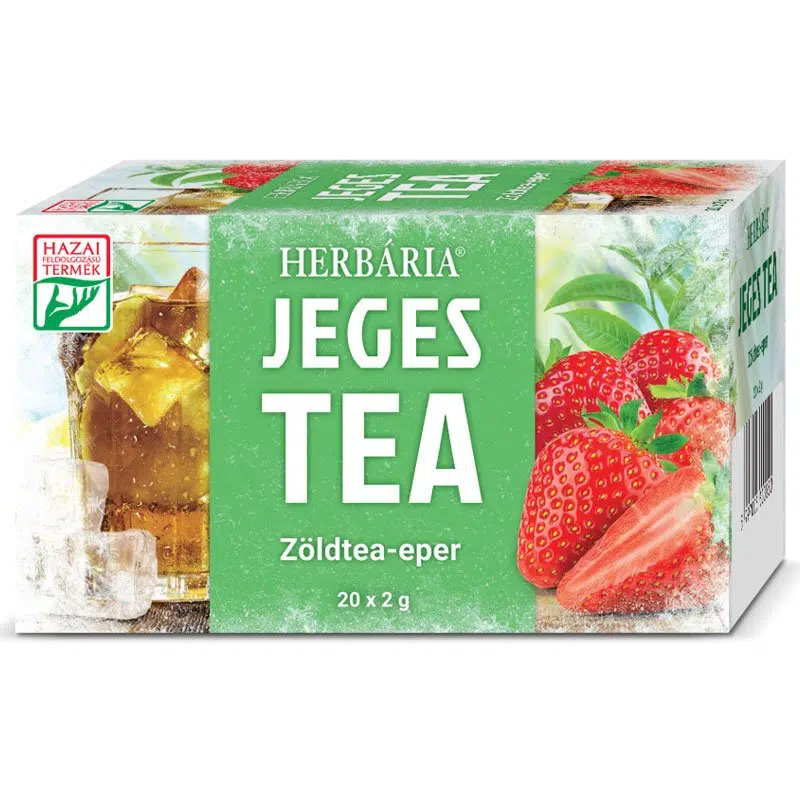 Herbária Jeges tea Zöld tea-Eper - 20 filter 1 Herbária Jeges tea Zöld tea-Eper - 20 filter