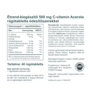 Vitaking C-500 Acerola epres rágótabletta - 40db 3 Vitaking C-500 Acerola epres rágótabletta - 40db - Image 2