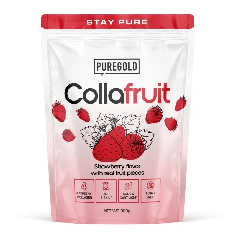 Pure Gold Collafruit Marha és Hal kollagén italpor gyümölcsdarabokkal - Eper - 300g 1 Pure Gold Collafruit Marha és Hal kollagén italpor gyümölcsdarabokkal - Eper - 300g