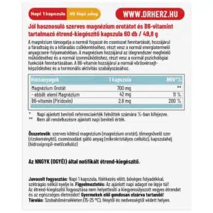 Dr. Herz Magnézium Orotát+B6-vitamin kapszula - 60db 3 Dr. Herz Magnézium Orotát+B6-vitamin kapszula - 60db - Image 2