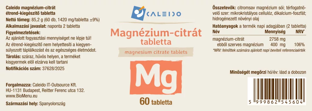 Caleido Magnézium-citrát tabletta - 60db 2 Caleido Magnézium-citrát tabletta - 60db - Image 2