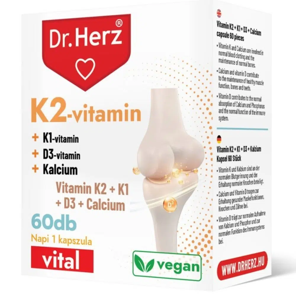 Dr. Herz K2-vitamin+K1+D3+Kálcium kapszula - 60db 1 Dr. Herz K2-vitamin+K1+D3+Kálcium kapszula - 60db